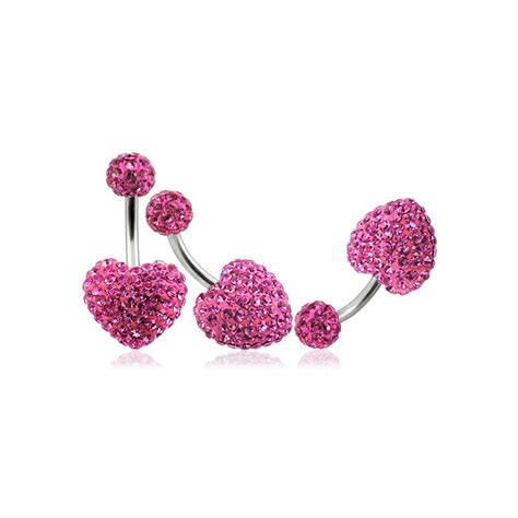 Piercing Nombril Motif Coeur Cristal Rose Tarawa