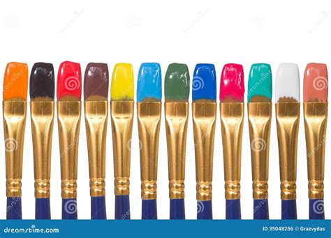 Set Of Paintbrushes With Color Paints Stock Photo Image Of