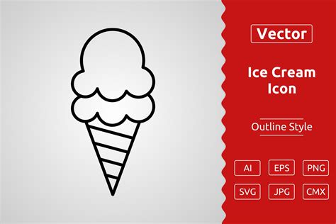 Vector Ice Cream Outline Icon Illustration Par Muhammad Atiq Creative