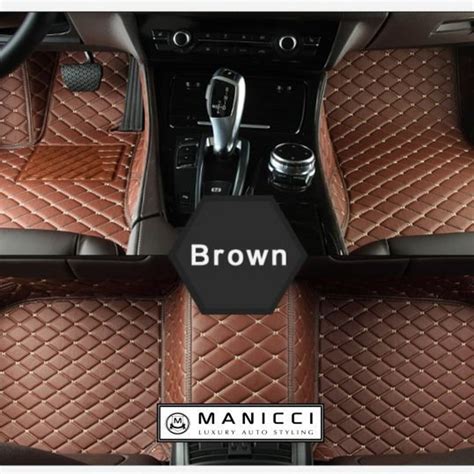 Manicci Luxury Leather Custom Fitted Car Mats Brown Diamond Etsy