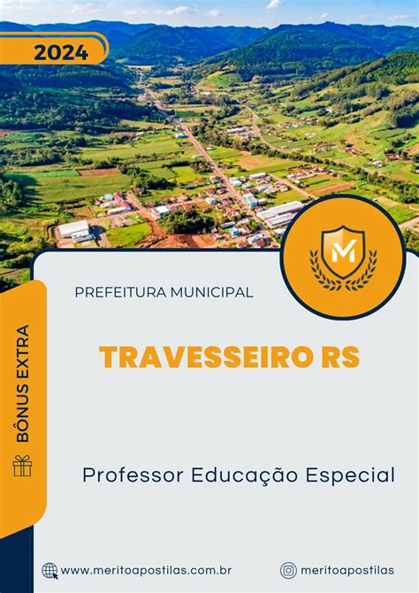 Apostila Professor Educação Especial Prefeitura de Travesseiro RS 2024