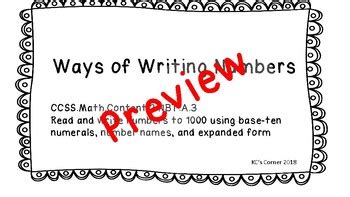 Ways Of Writing Numbers Place Value Cards By KC S Corner TPT