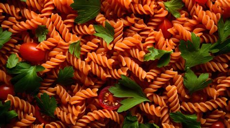 Capturing The Texture Uncooked Dried Fusilli Amid Fresh Tomatoes And