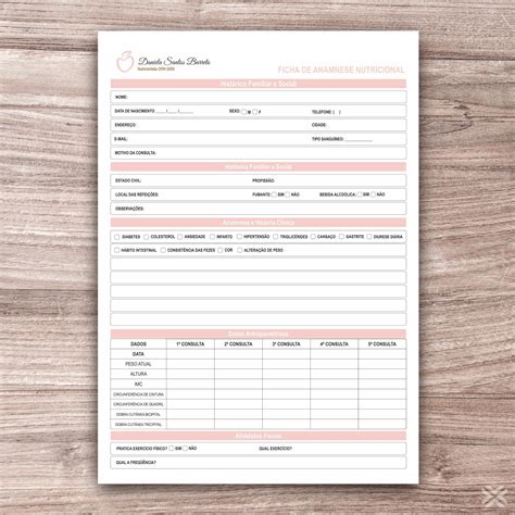 Ficha Anamnese Nutricionista Multixprint Nutrition Logo