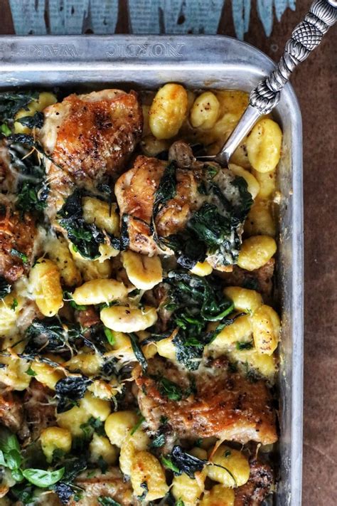 Baked Spinach Chicken Gnocchi With Creamy Lemon Garlic Sauce Recipe