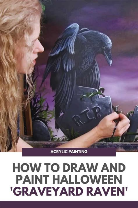 How To Draw And Paint Halloween Graveyard Raven Urbaki Art