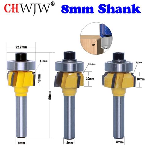 CHWJW 1PC 8mm Shank High Quality Woodworking Milling Cutter R1mm R1 5mm