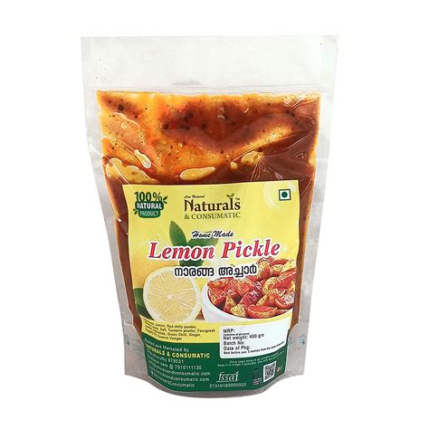 Lemon Pickle Kerala Traditional Homemade Nadan Naranga Achaar 400gm