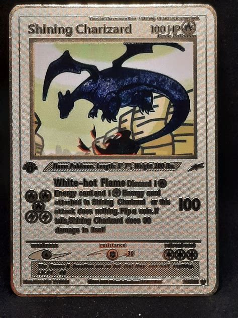 Shining Charizard Neo Destiny 1st Edition Gold Metal Pokemon Card Etsy