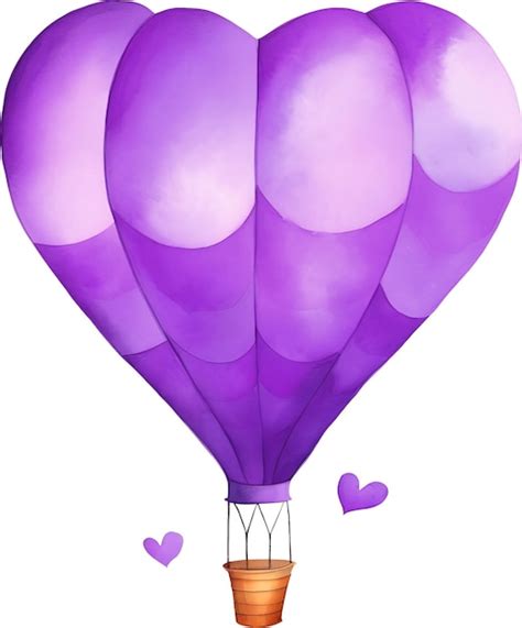 Bal O De Ar Quente Roxo Rom Ntico Aquarela Em Ilustra O De Clipart Em