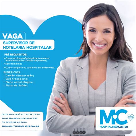 Vaga De Emprego Hospital Medcenter Supervisor De Hotelaria Hospitalar