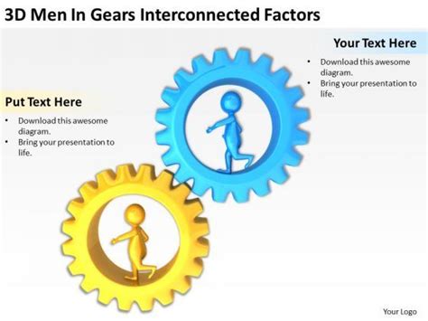 Business People 3d Men Gears Interconnected Factors Powerpoint Templates