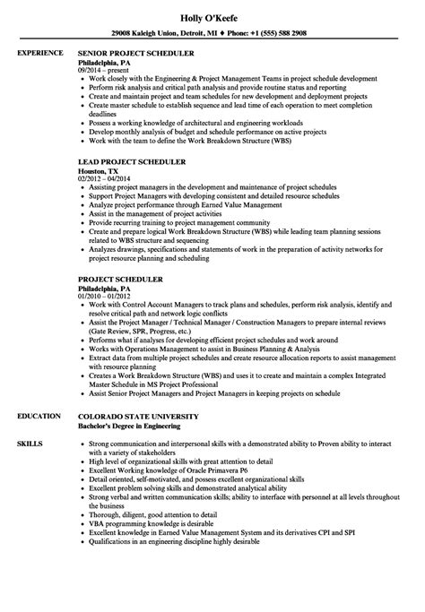 Project Scheduler Resume Samples Velvet Jobs