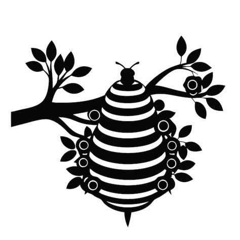 A Black And White Drawing Of A Bee On A White Background Premium Ai