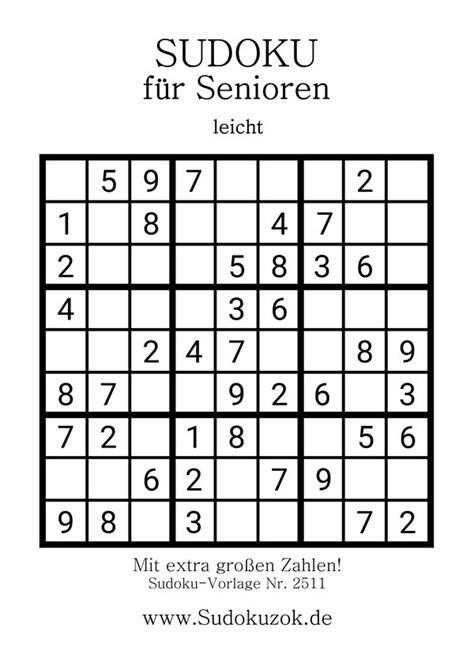 Sudoku 9x9 für Senioren große Schrift