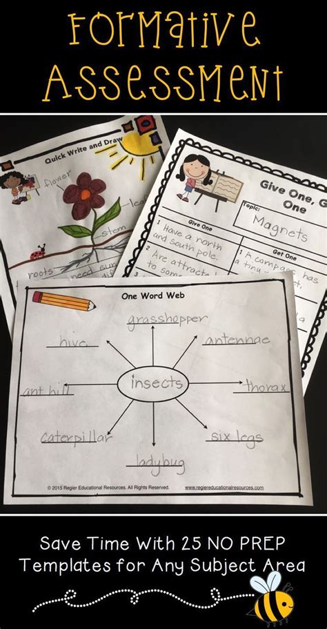 Formative Assessment Templates For Grade 1 2 And 3 Formative Assessment Formative