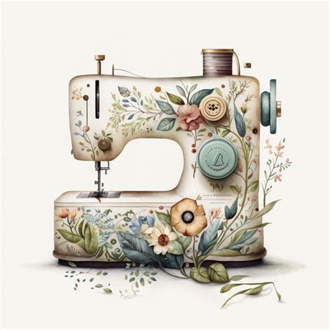 Premium AI Image A Sewing Machine With Flowers On It And The Word