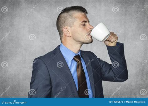 Funny Businessman Drinking Coffee Stock Image - Image of comedy, hair ...