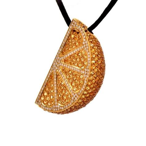 Topaz Diamond Gold Orange Slice Pendant Necklace | Orange gold, Gold diamond, Pendant