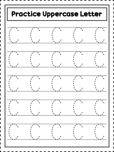 Abc Alphabet Letter Tracing Uppercase Letter C Handwriting Practice