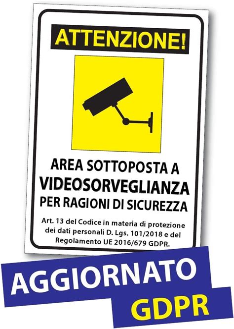 Aintimo Adesivo Cartello Area Videosorvegliata Sottoposta A