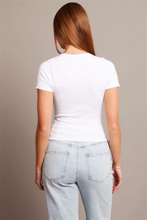 White T Shirt Short Sleeve Crew Neck Seamless Ally Fashion