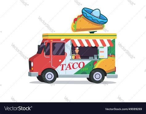 Taco food truck vendor Royalty Free Vector Image