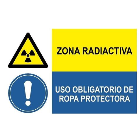 Señal De Peligro Y Obligación Zona Radioactiva Uso Obligatorio De Ropa