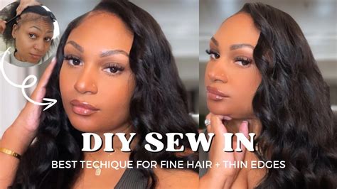 The Best Diy Sew In For Fine Hairthin Edges Easiest Way To Jet Black Bundles Indique Hair