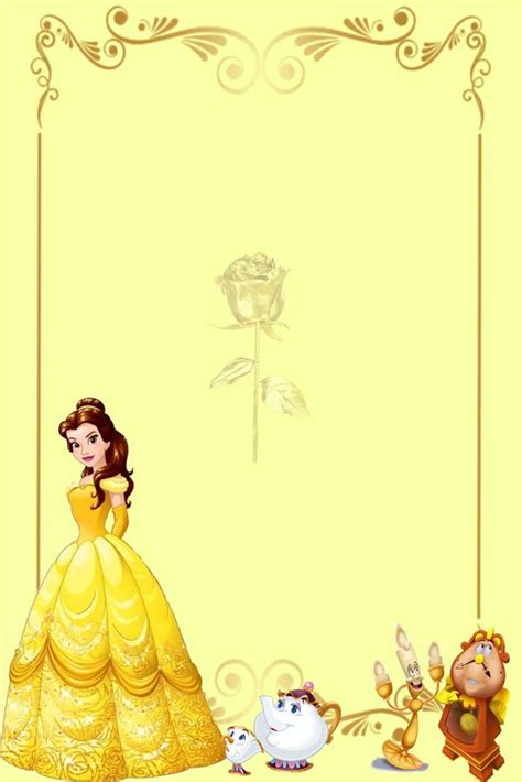 Beauty And The Beast Princess Belle Printable Hacer Invitaciones De