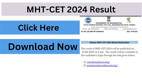 MHT CET 2024 Result Live Maharashtra Common Entrance Test Result Link