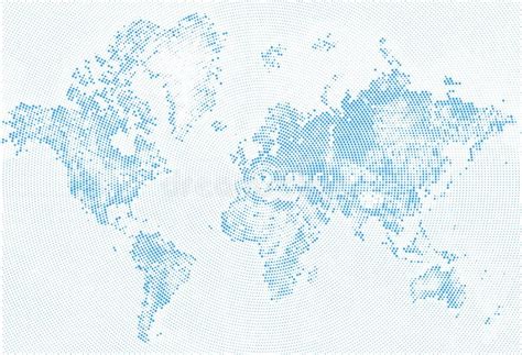 World Map Blue Round Dots Stock Illustrations World Map Blue