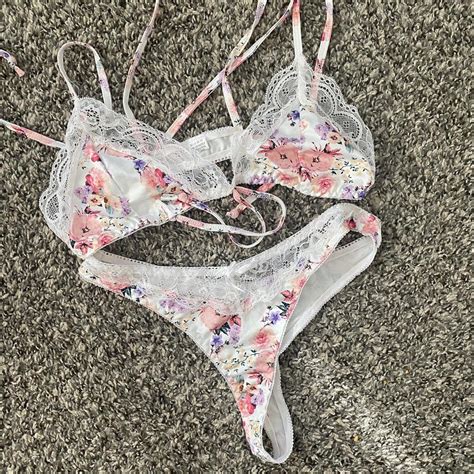 Floral Lingerie Set Size Small Tags Lingerie Depop