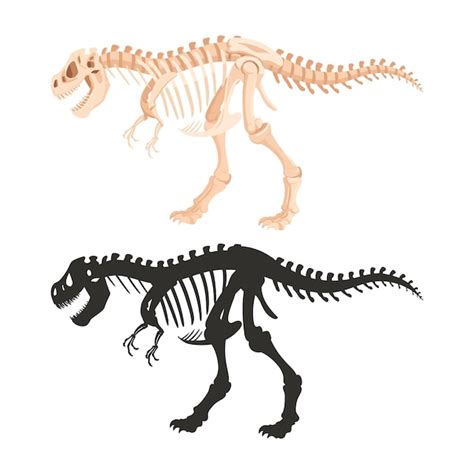 Silhouetten von tyrannosaurus skeletten karikatur archäologische