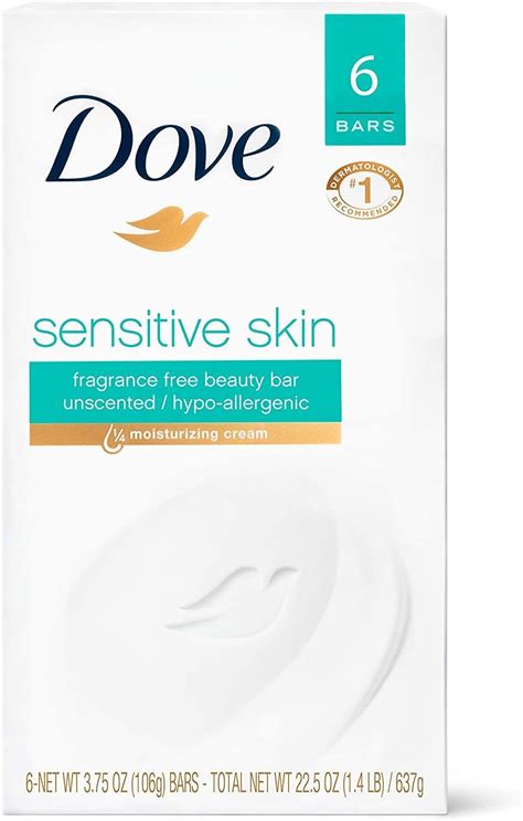 Pack Of 4 Bars Dove Unscented Beauty Soap Bar Sensitive