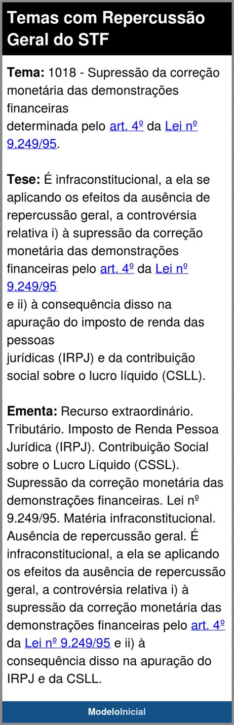 Tema Temas Repercuss O Geral Do Stf