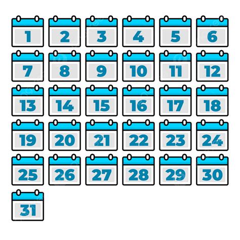 Flat Design Calendar Numbers From To Vector Calendars