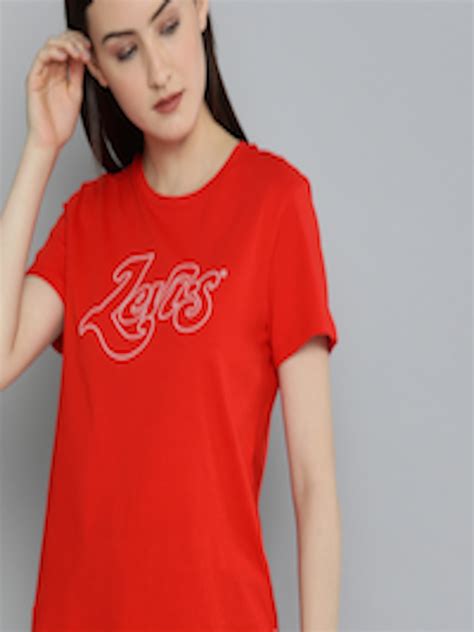 Buy Levis Women Red Brand Logo Printed Pure Cotton T Shirt Tshirts