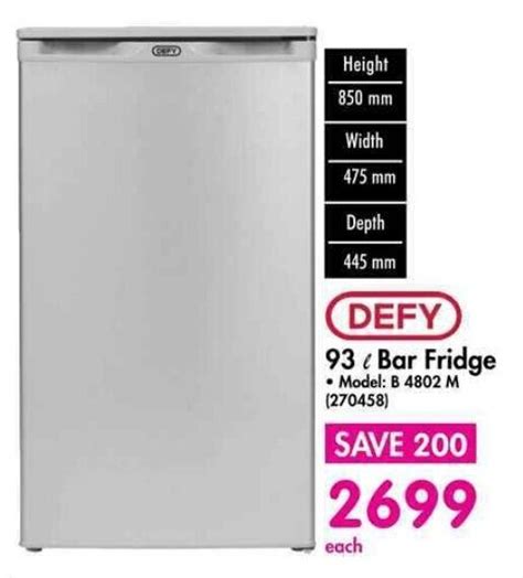 DEFY 93L Bar Fridge Offer At Makro