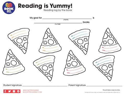 Reading Is Yummy Reading Log By Book The Pizza Hut BOOK IT Program