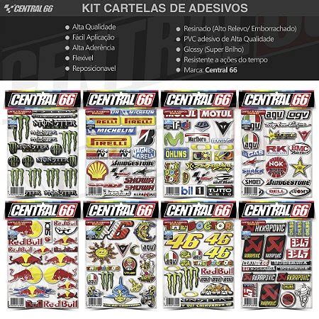 Kit Cartela Adesivos Patrocinios Resinada Motogp Colorido Central