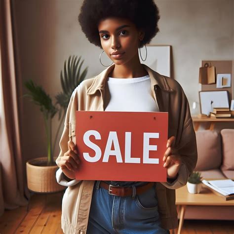 Premium Photo Full Shot Woman Holding Sale Sign