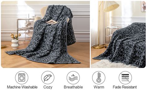 Amazon Micro Plush Leopard Blanket X Inch Charcoal Grey Mh