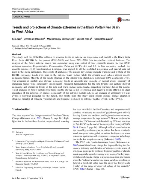 (PDF) Trends and projections of climate extremes in the Black Volta ...