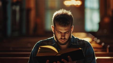 Premium Photo Man Reading Book In Church