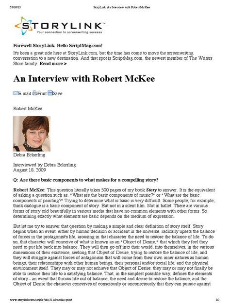 An Interview With Robert Mckee | PDF | Plot (Narrative) | Storytelling