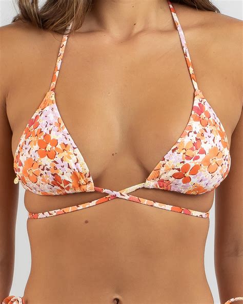 Shop Rhythm Rosa Floral Wrap Sliding Triangle Bikini Top In Pink Fast