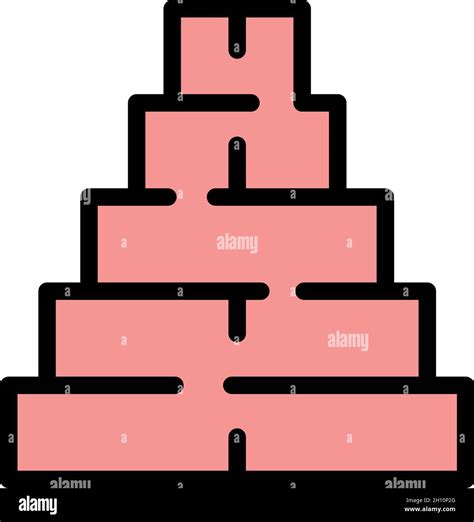 Maya Pyramidensymbol Kontur Maya Pyramide Vektor Symbol Farbe Flach