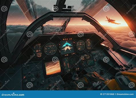 Jet Fighter Cockpit At Sunset. Military Aviation. Created With ...