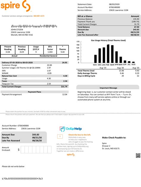 Missouri Fake Utility Bill Template